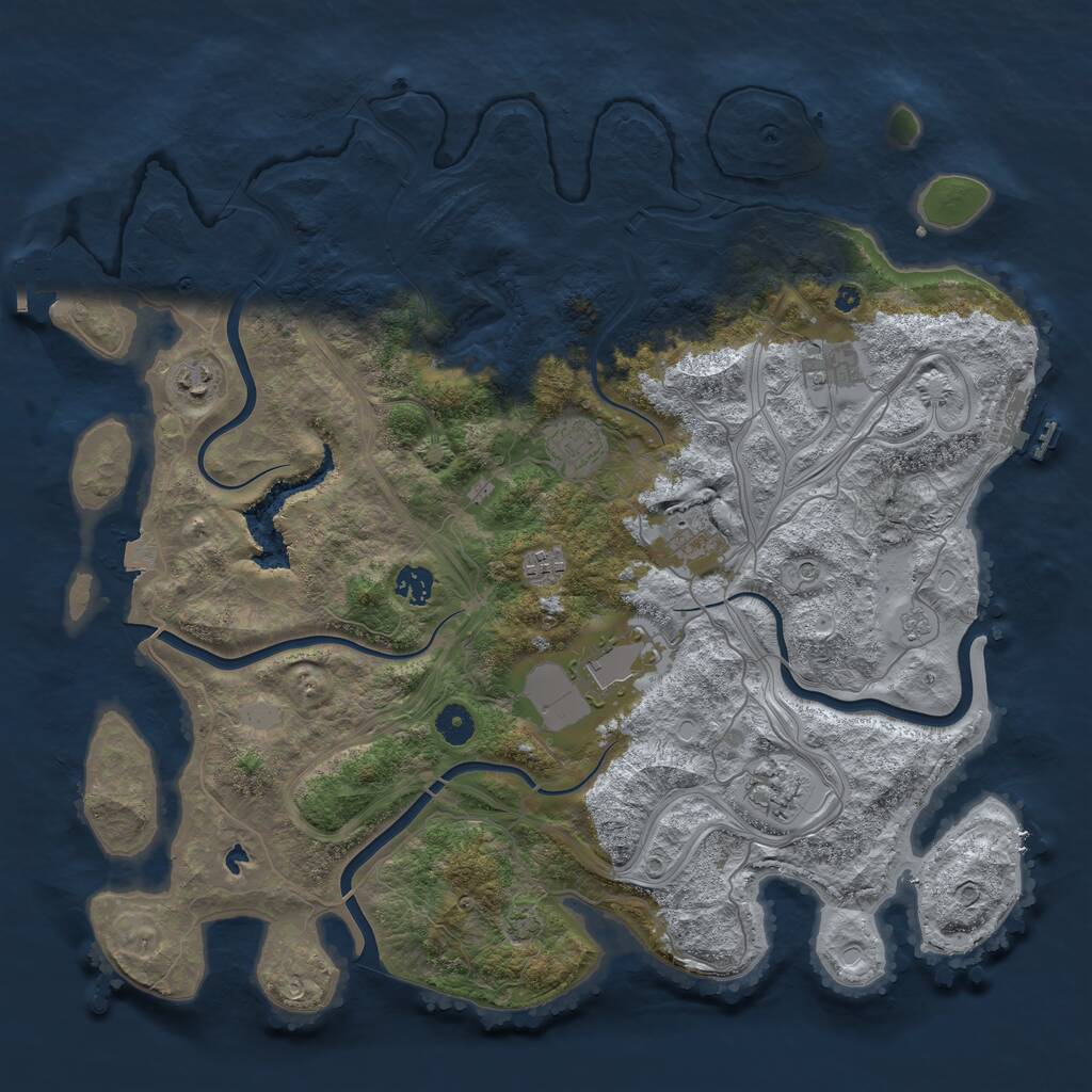 Rust Map: Procedural Map, Size: 4250, Seed: 1954870109, 14 Monuments