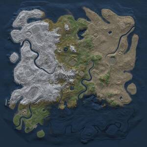 Thumbnail Rust Map: Procedural Map, Size: 5000, Seed: 1148142490, 16 Monuments