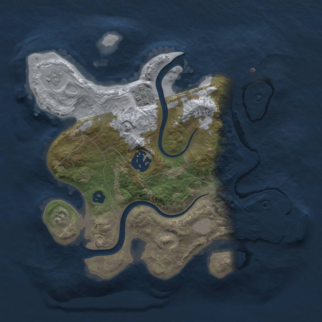 Rust Map: Procedural Map, Size: 2500, Seed: 843835274, 5 Monuments