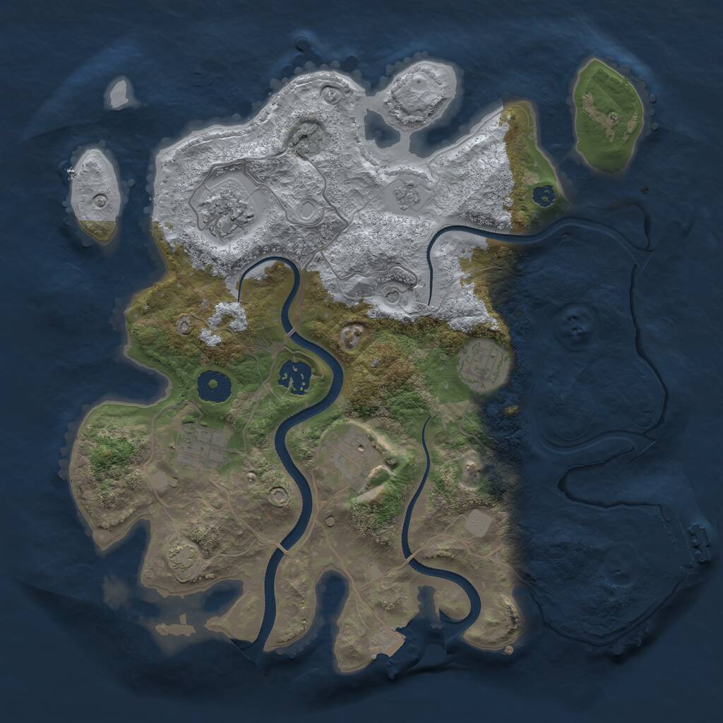 Rust Map: Procedural Map, Size: 3250, Seed: 1186939630, 10 Monuments