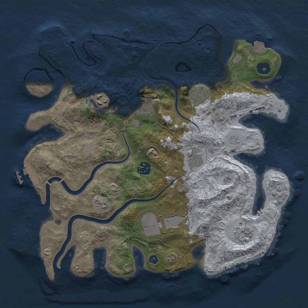 Rust Map: Procedural Map, Size: 3500, Seed: 351487, 13 Monuments