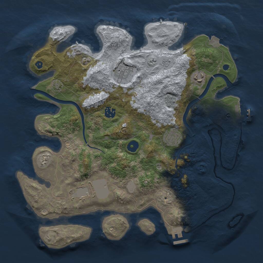 Rust Map: Procedural Map, Size: 3500, Seed: 2020842702, 12 Monuments