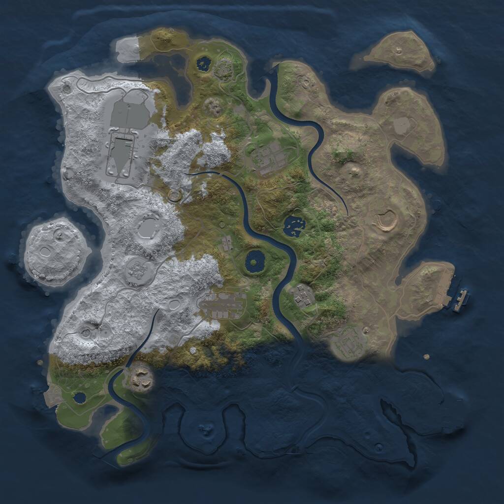Rust Map: Procedural Map, Size: 3500, Seed: 41340412, 14 Monuments
