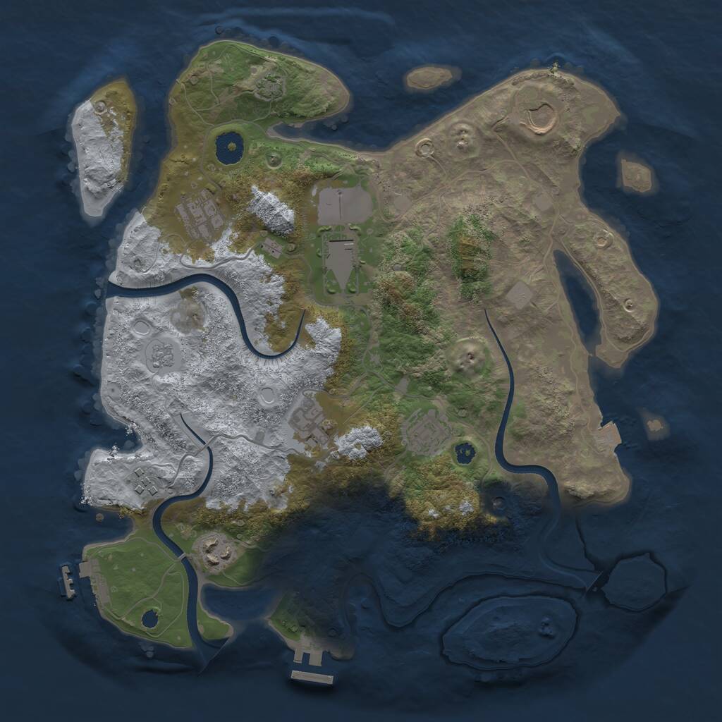 Rust Map: Procedural Map, Size: 3500, Seed: 550932630, 13 Monuments