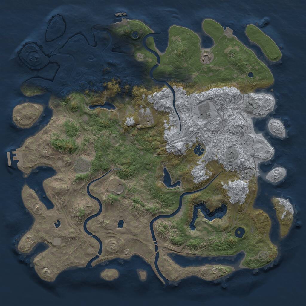 Rust Map: Procedural Map, Size: 4500, Seed: 557394161, 13 Monuments