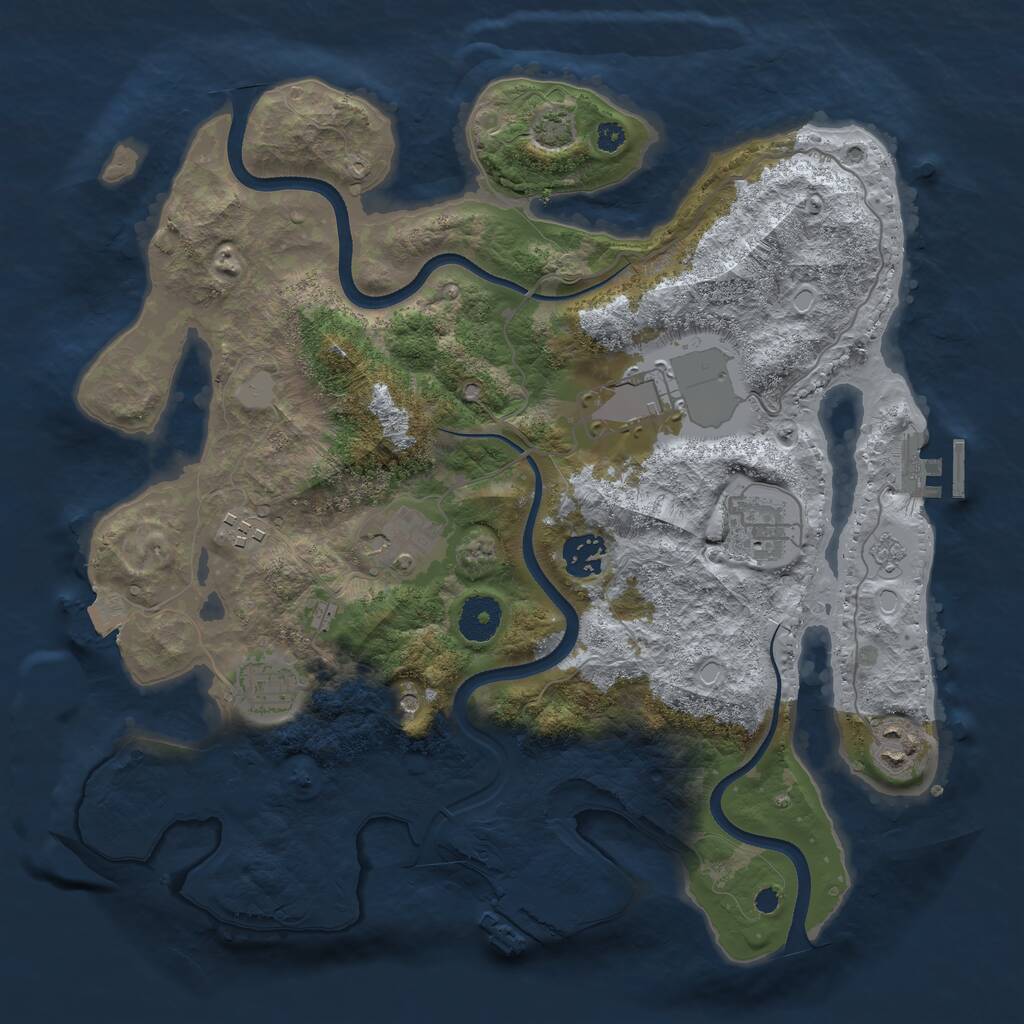 Rust Map: Procedural Map, Size: 3500, Seed: 142625211, 13 Monuments