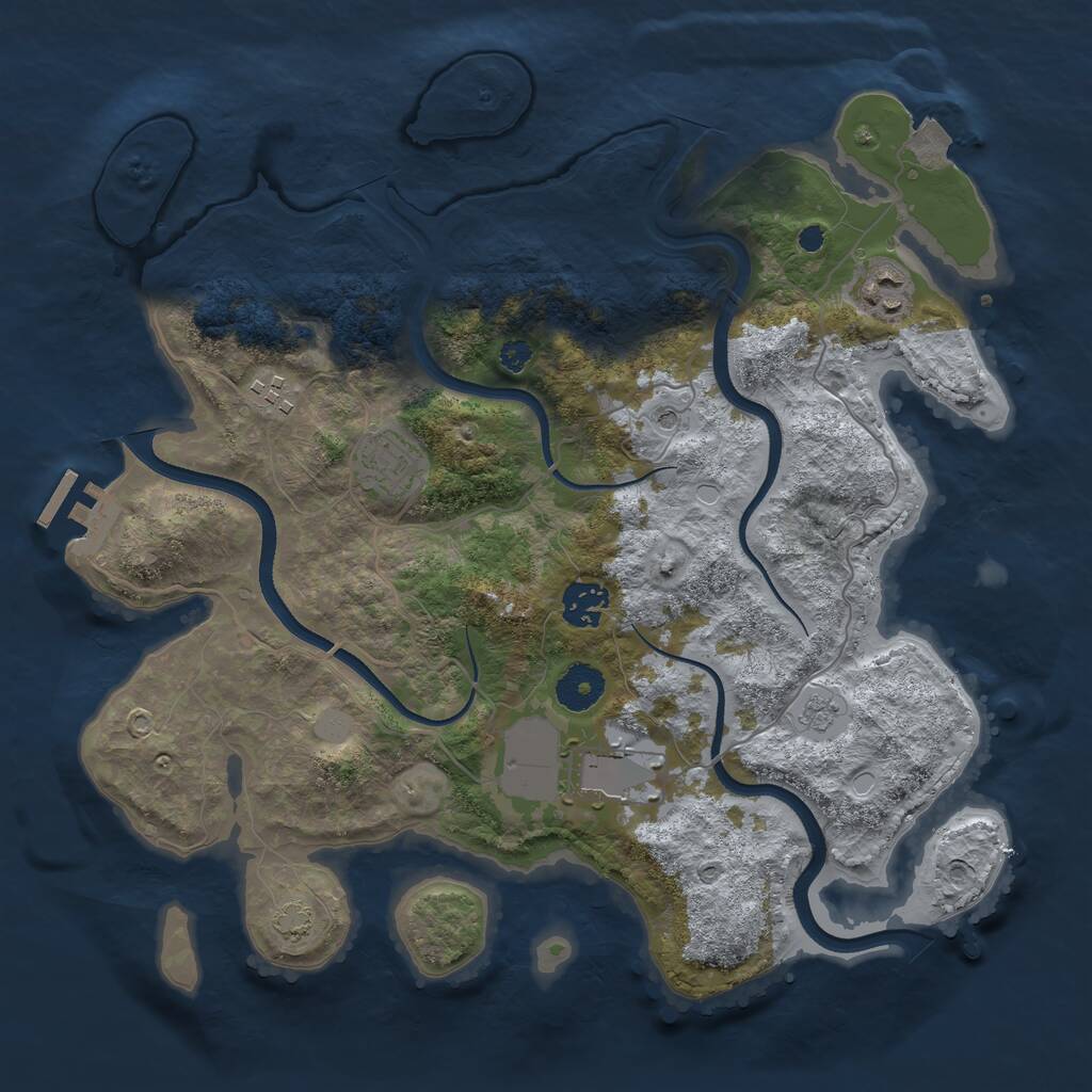 Rust Map: Procedural Map, Size: 3500, Seed: 842966571, 10 Monuments