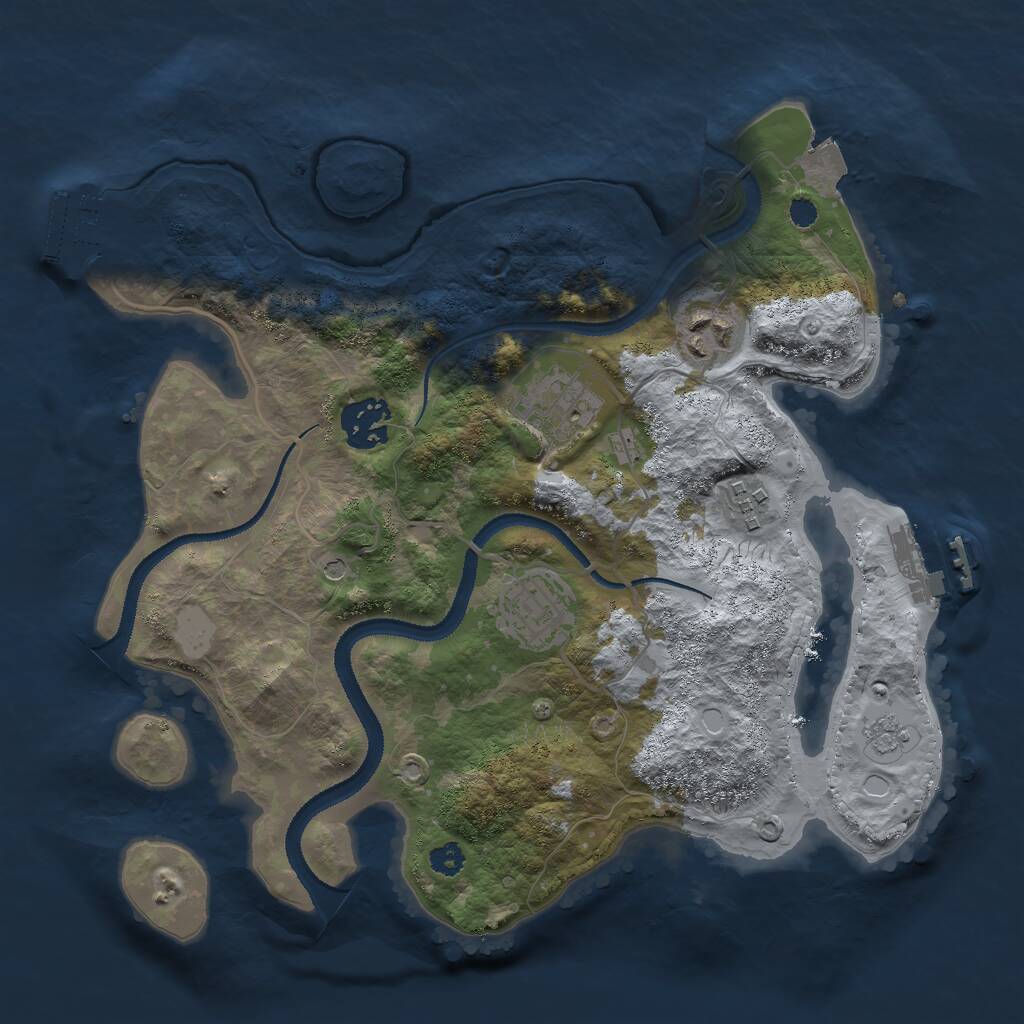 Rust Map: Procedural Map, Size: 3000, Seed: 2057664674, 10 Monuments