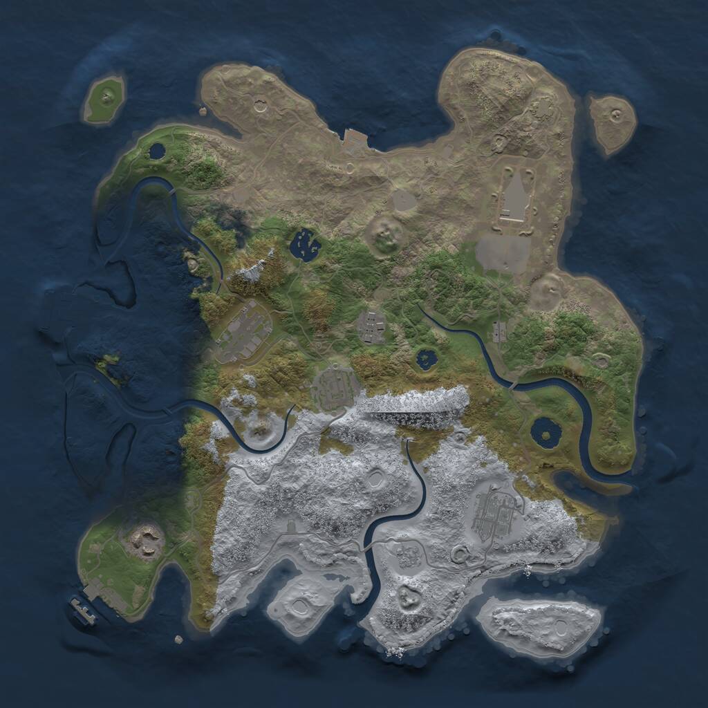 Rust Map: Procedural Map, Size: 3500, Seed: 13524, 13 Monuments
