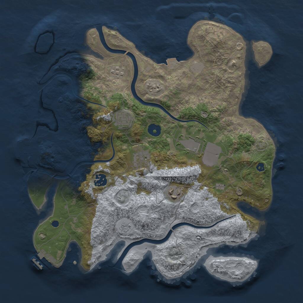 Rust Map: Procedural Map, Size: 3500, Seed: 13524, 11 Monuments