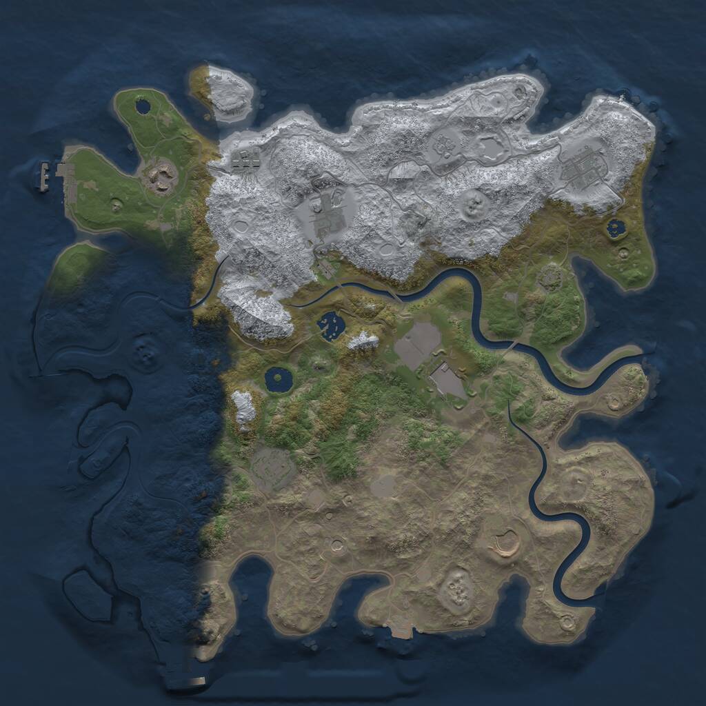 Rust Map: Procedural Map, Size: 3890, Seed: 1, 14 Monuments