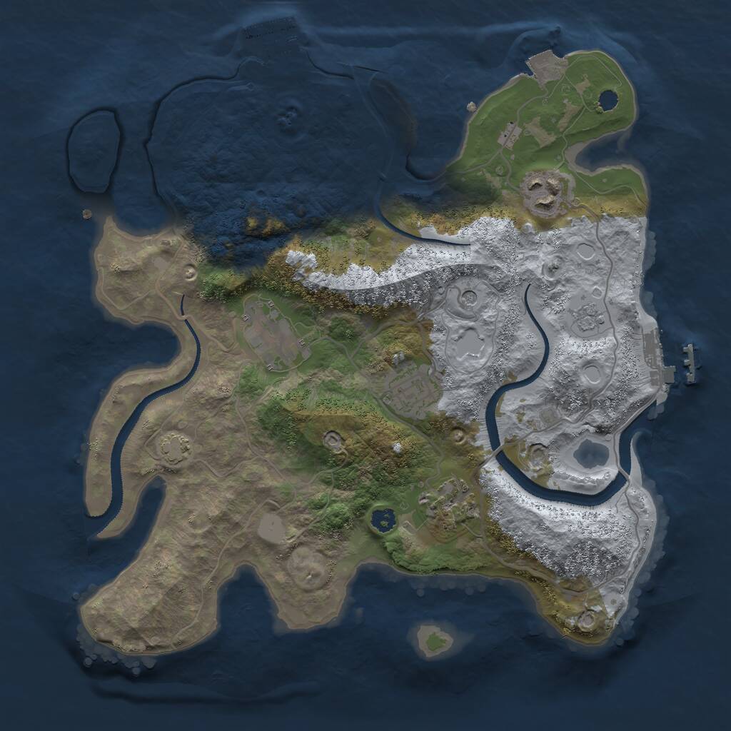 Rust Map: Procedural Map, Size: 3000, Seed: 1361532880, 10 Monuments