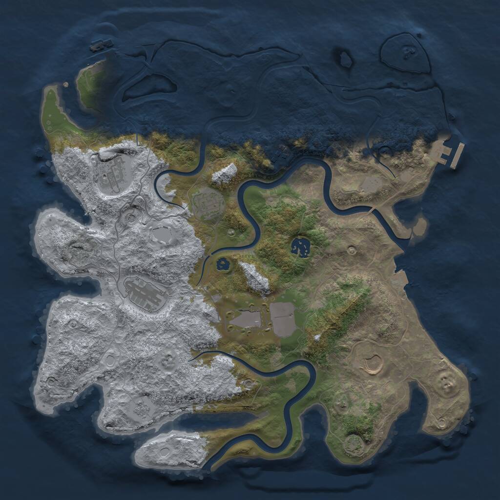 Rust Map: Procedural Map, Size: 3750, Seed: 1030414200, 13 Monuments