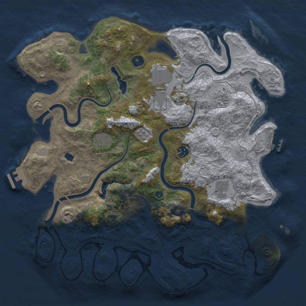 Rust Map: Procedural Map, Size: 4000, Seed: 588432073, 13 Monuments