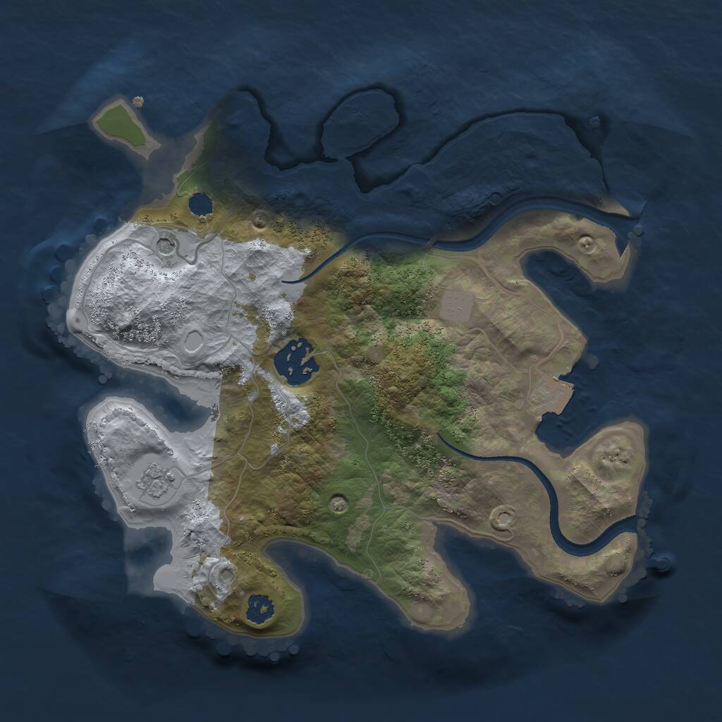 Rust Map: Procedural Map, Size: 2500, Seed: 772434285, 4 Monuments