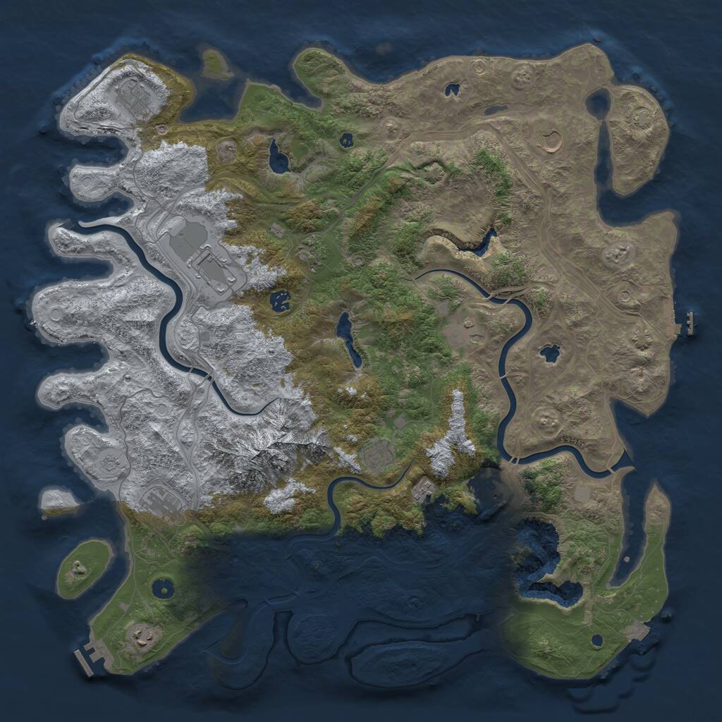 Rust Map: Procedural Map, Size: 5000, Seed: 2076137016, 17 Monuments