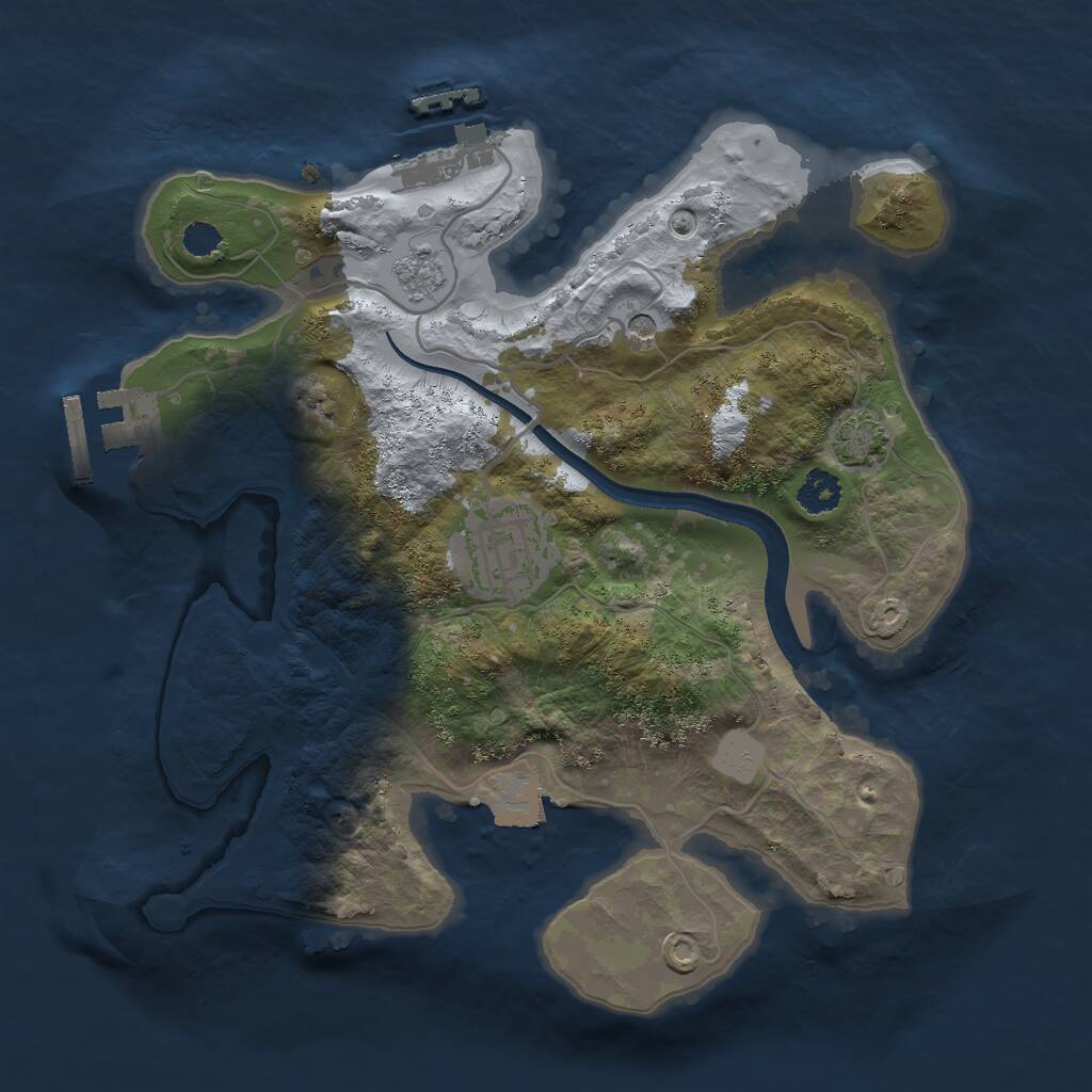 Rust Map: Procedural Map, Size: 2500, Seed: 684202460, 7 Monuments