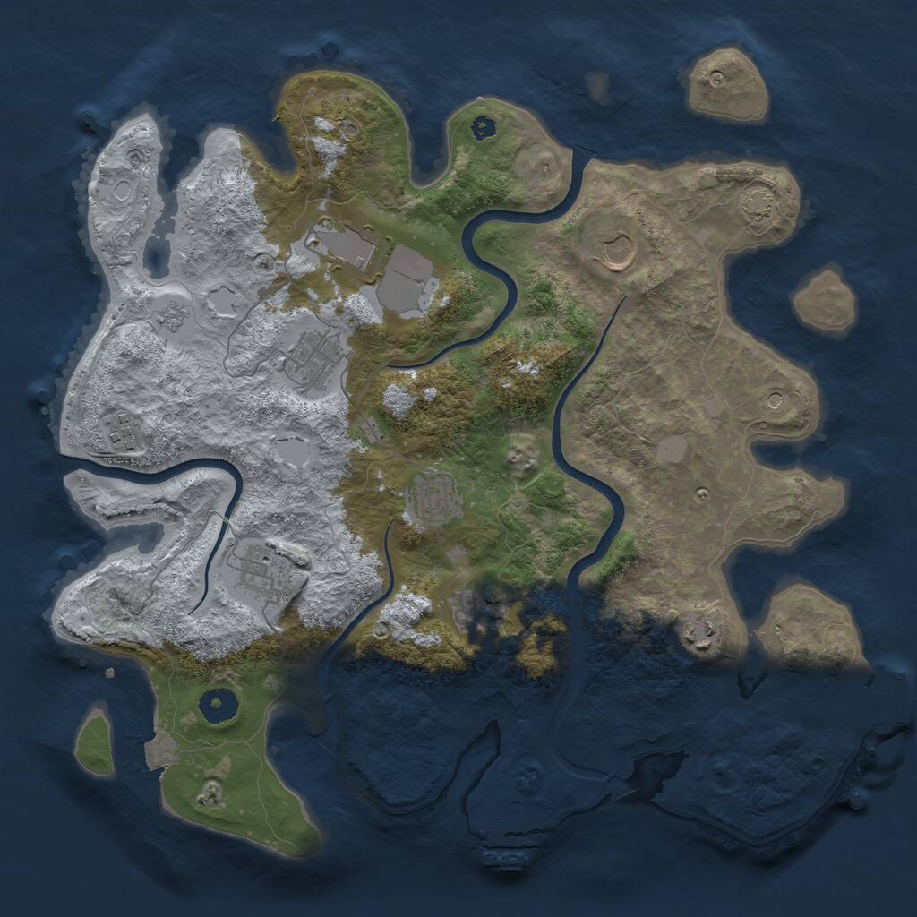 Rust Map: Procedural Map, Size: 3750, Seed: 1220652778, 14 Monuments