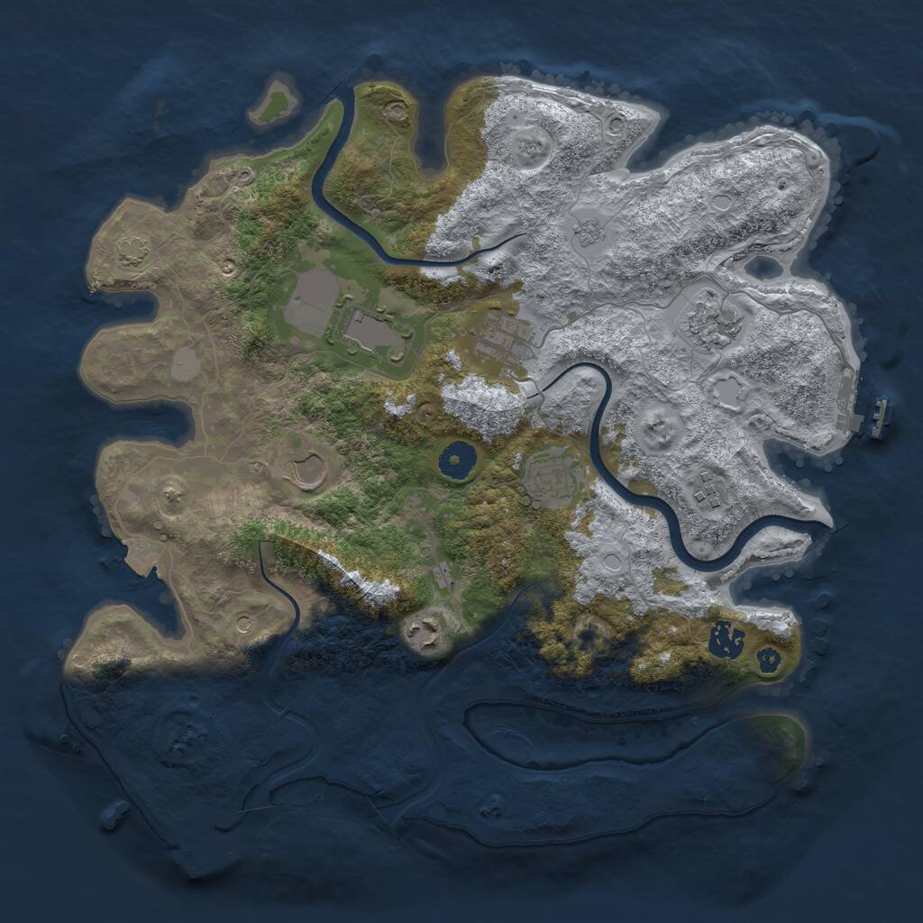 Rust Map: Procedural Map, Size: 3750, Seed: 1743640049, 14 Monuments