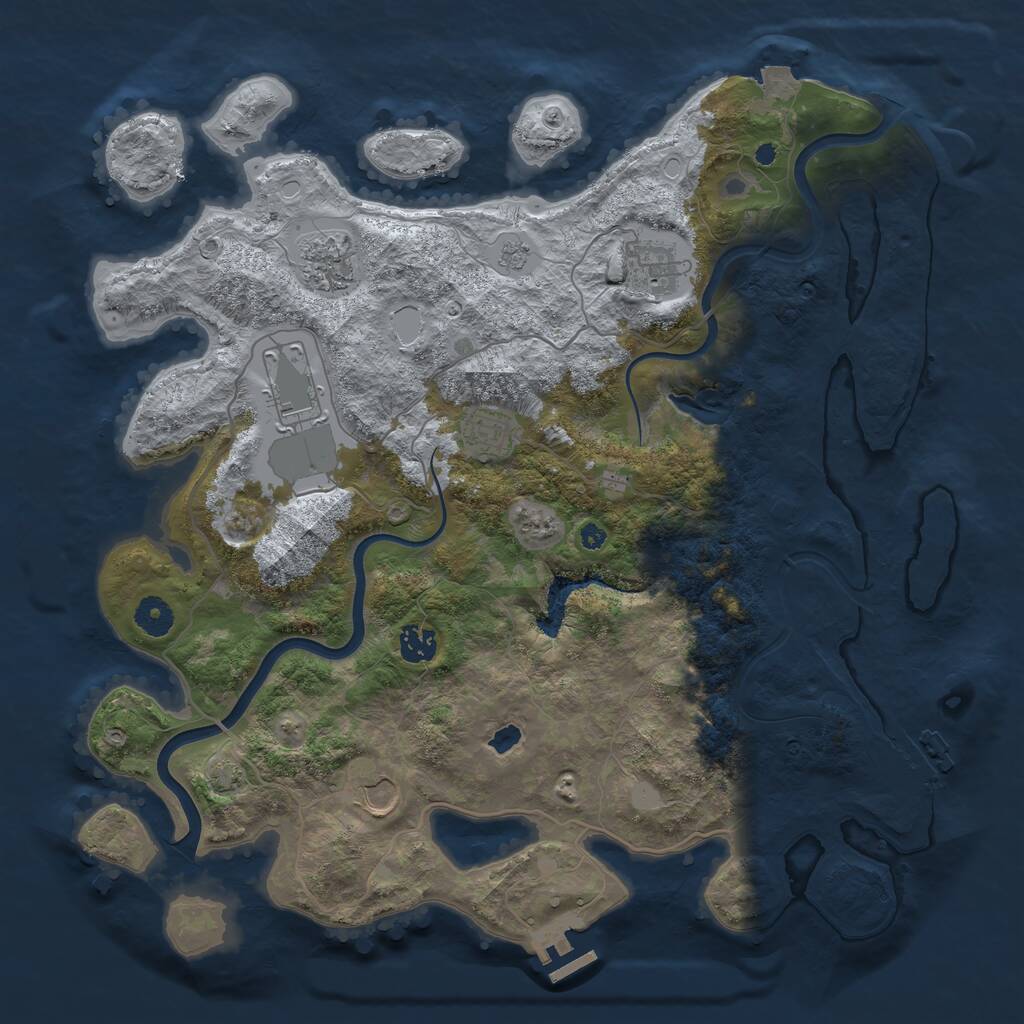Rust Map: Procedural Map, Size: 4000, Seed: 977142122, 11 Monuments