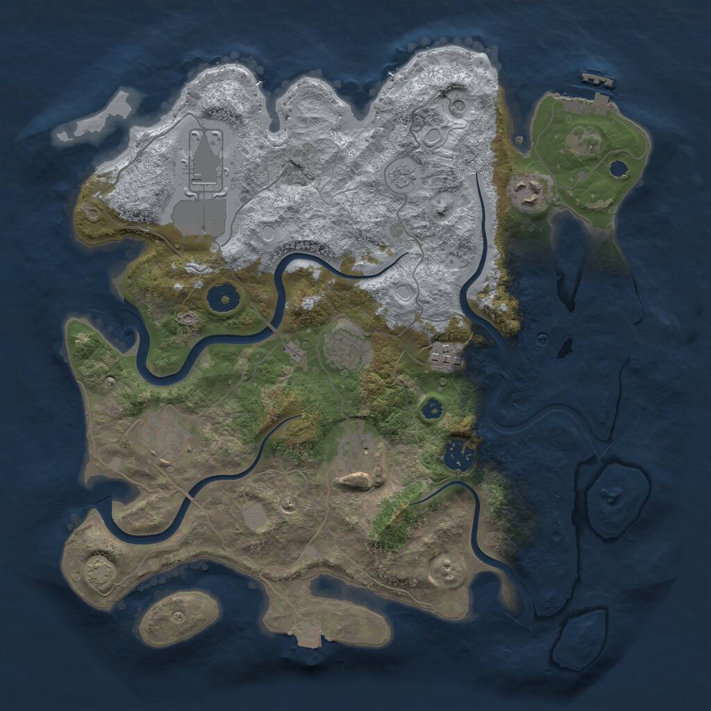 Rust Map: Procedural Map, Size: 3500, Seed: 702174815, 13 Monuments