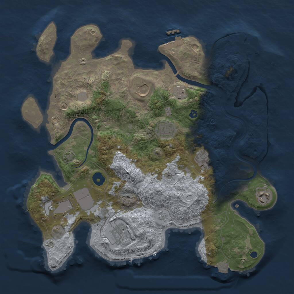 Rust Map: Procedural Map, Size: 3500, Seed: 976199121, 13 Monuments