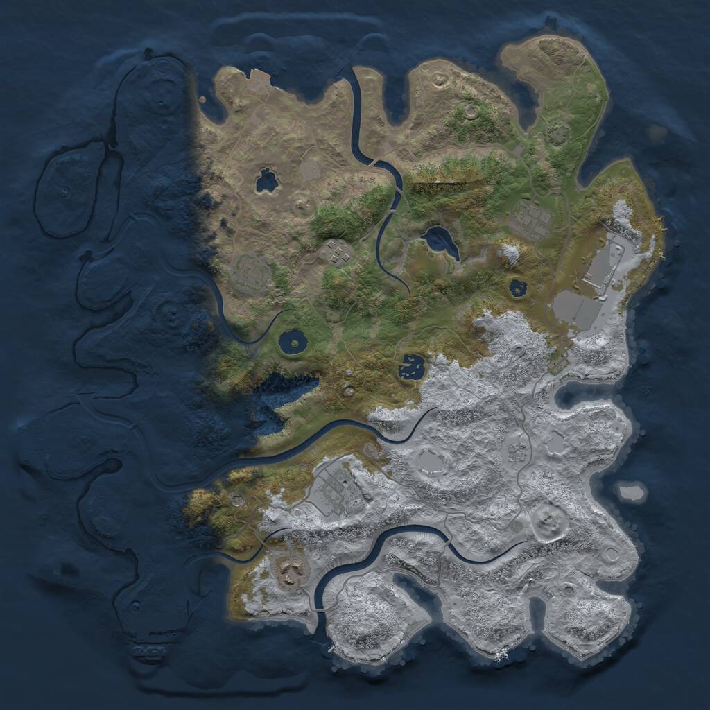 Rust Map: Procedural Map, Size: 4000, Seed: 652708575, 13 Monuments