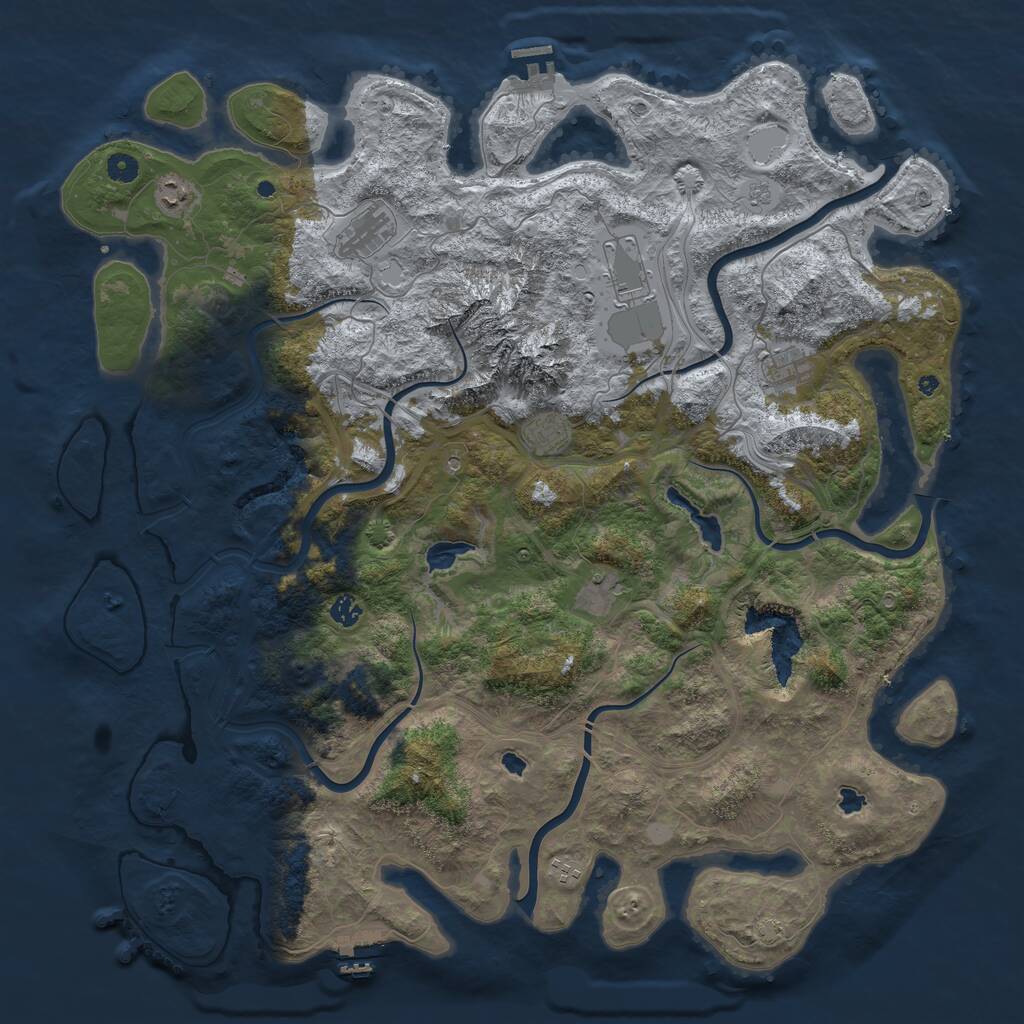 Rust Map: Procedural Map, Size: 5000, Seed: 2129940592, 14 Monuments