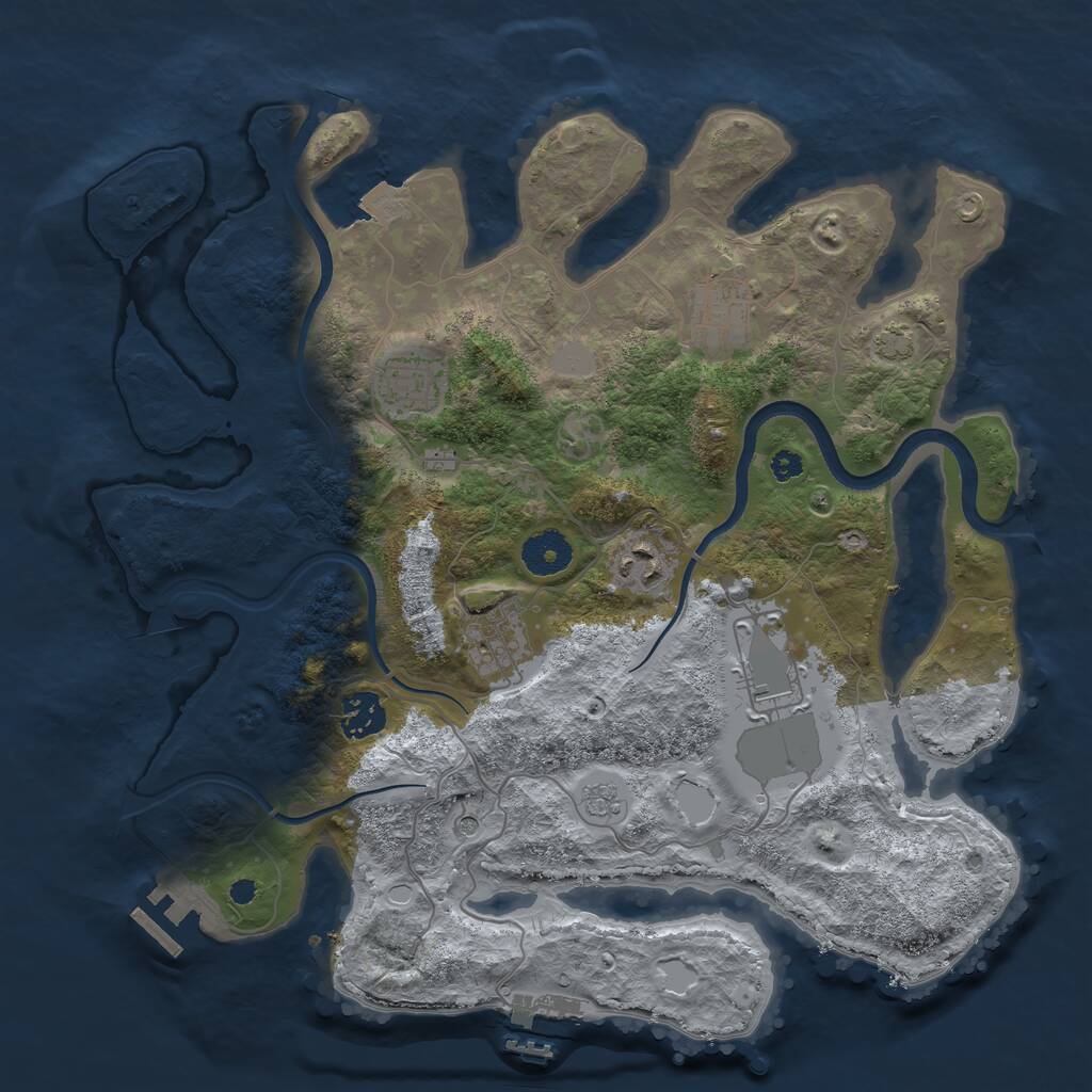 Rust Map: Procedural Map, Size: 3500, Seed: 6773787, 12 Monuments