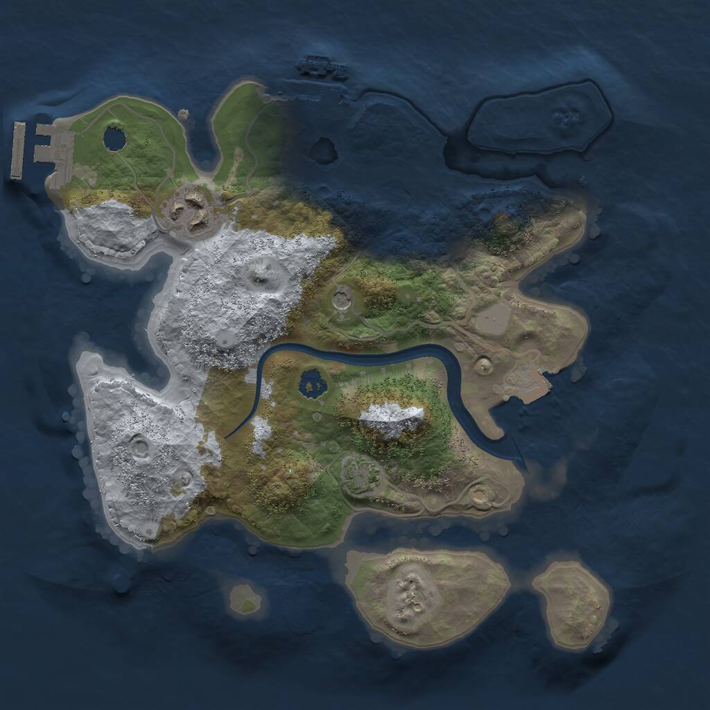 Rust Map: Procedural Map, Size: 2500, Seed: 1672635045, 6 Monuments