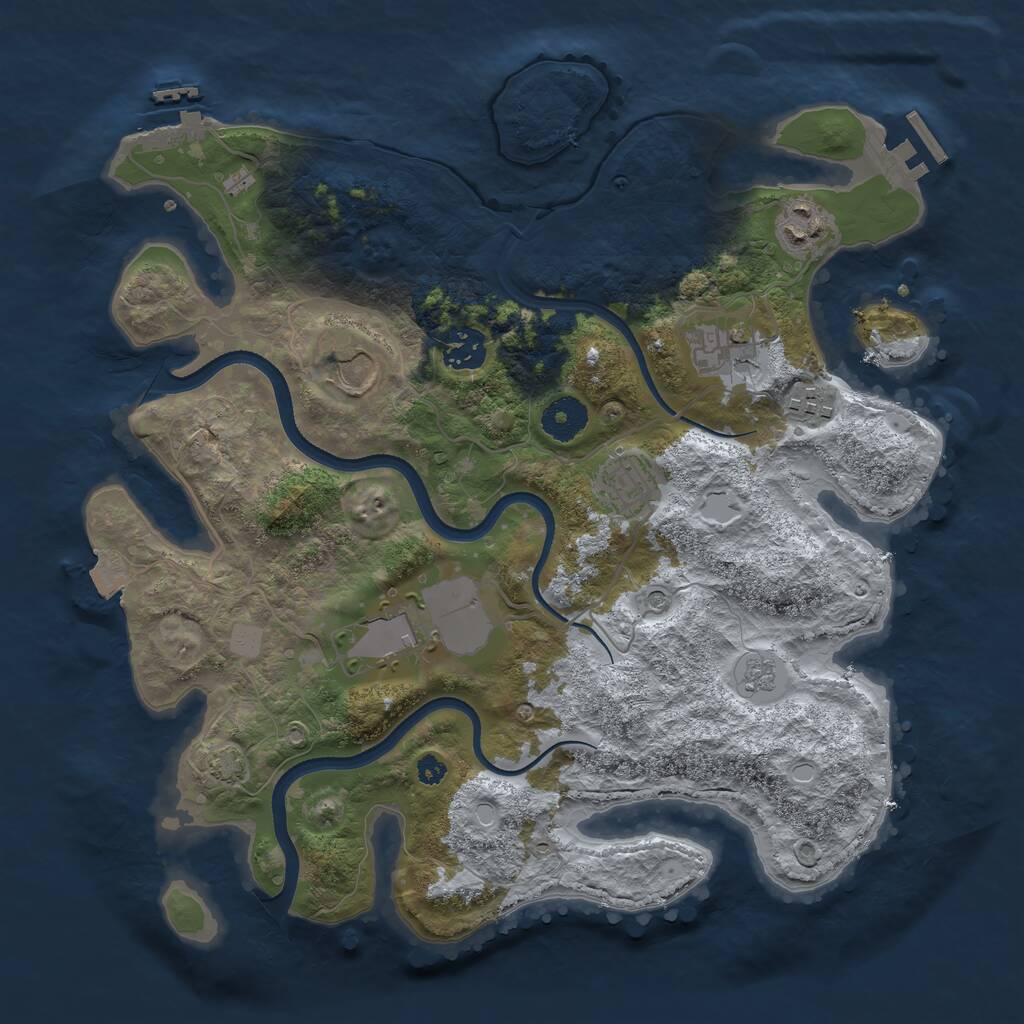 Rust Map: Procedural Map, Size: 3500, Seed: 75958428, 13 Monuments