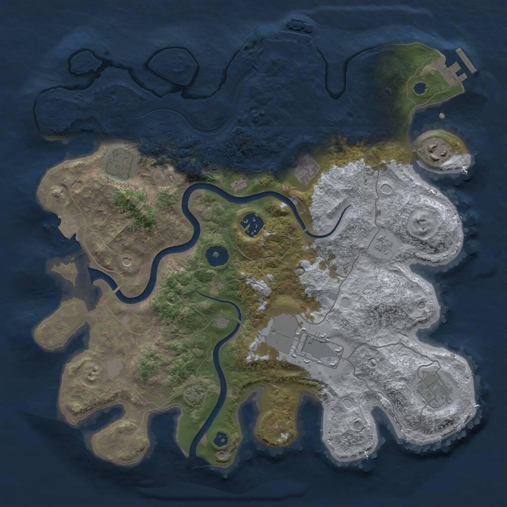 Rust Map: Procedural Map, Size: 3500, Seed: 1354509290, 13 Monuments