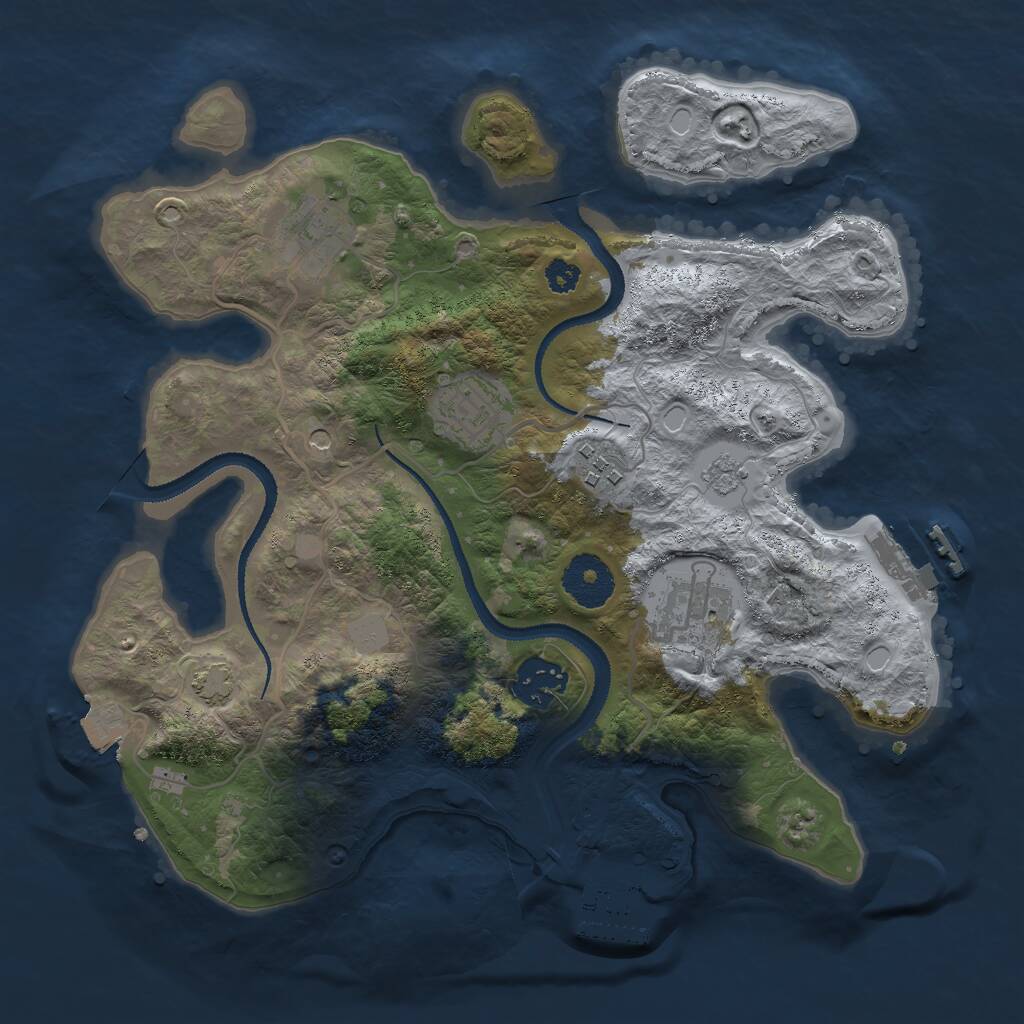 Rust Map: Procedural Map, Size: 3000, Seed: 2129814789, 11 Monuments