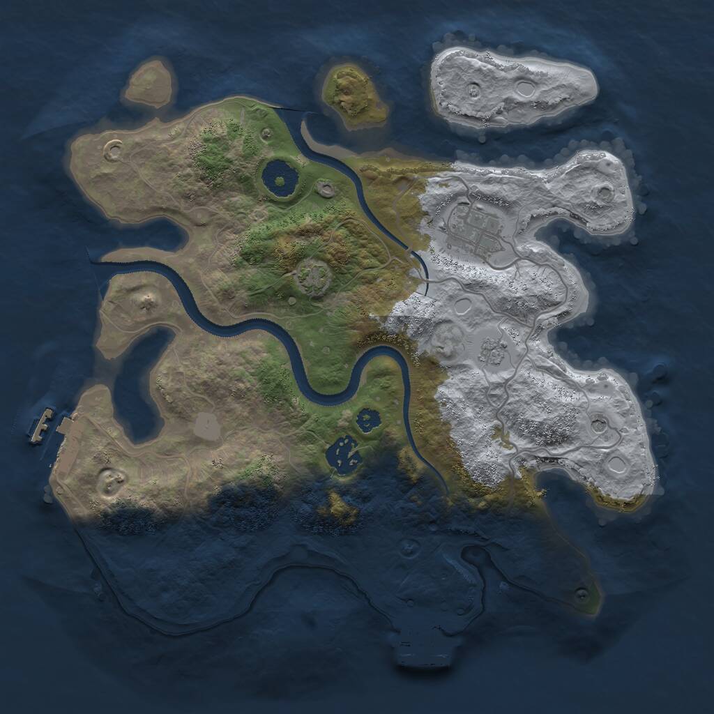 Rust Map: Procedural Map, Size: 3000, Seed: 2129814789, 8 Monuments