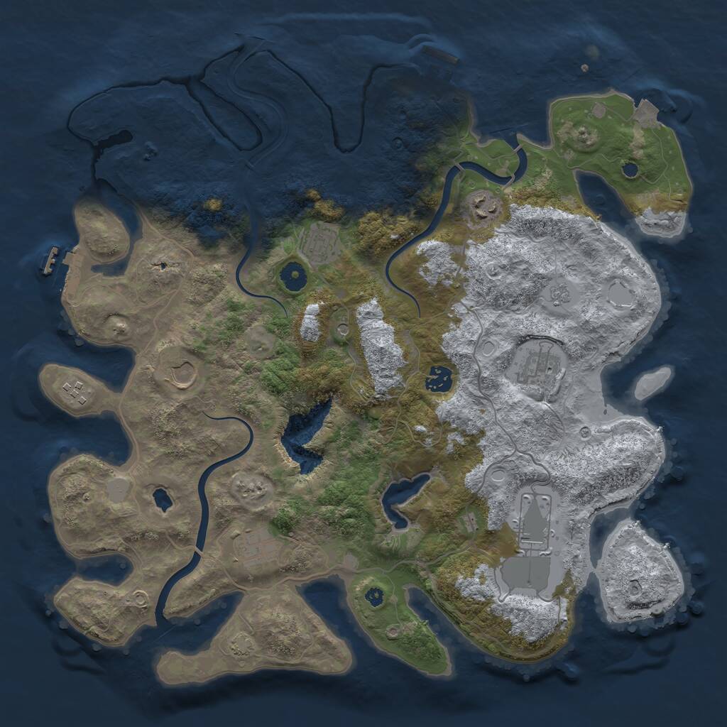 Rust Map: Procedural Map, Size: 4000, Seed: 1503050599, 14 Monuments