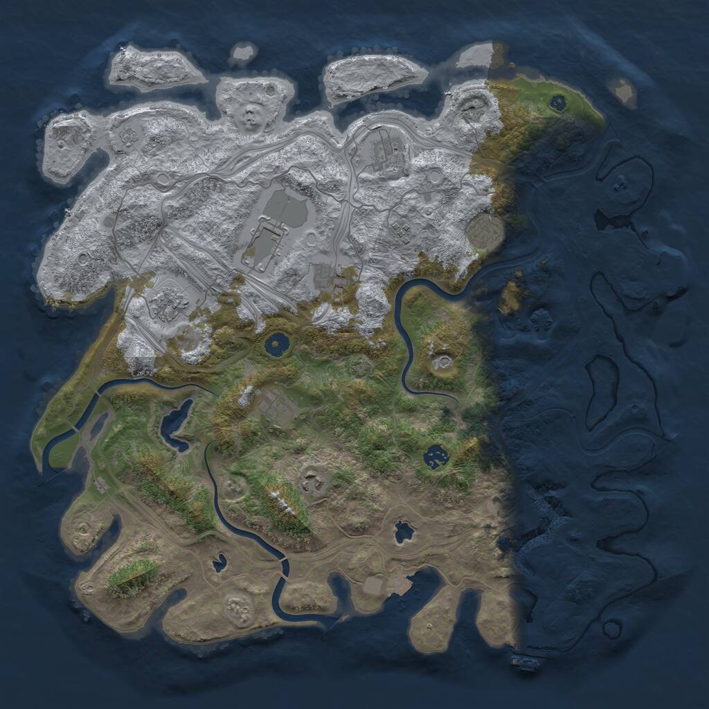 Rust Map: Procedural Map, Size: 4500, Seed: 1687819334, 15 Monuments