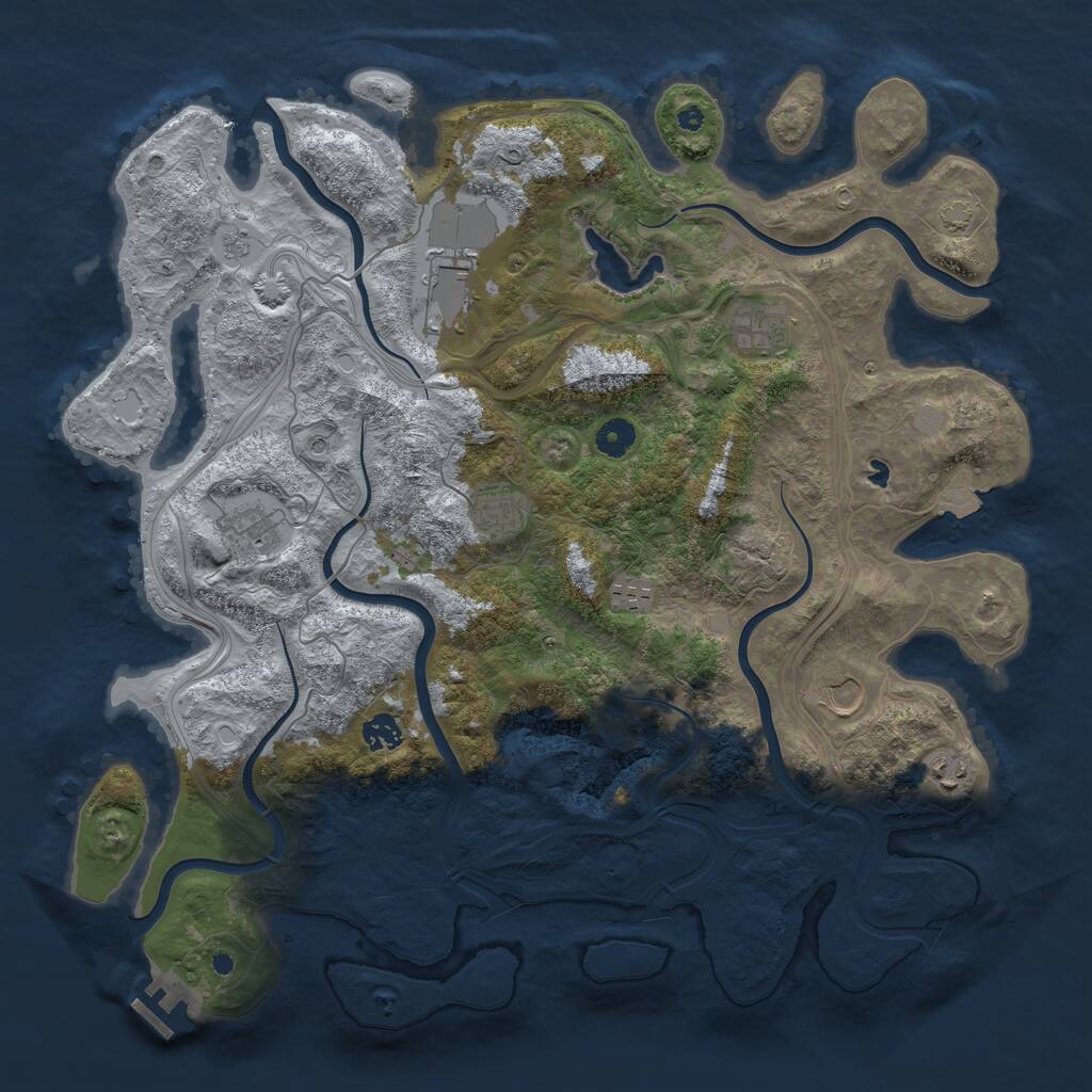 Rust Map: Procedural Map, Size: 4300, Seed: 444566652, 13 Monuments