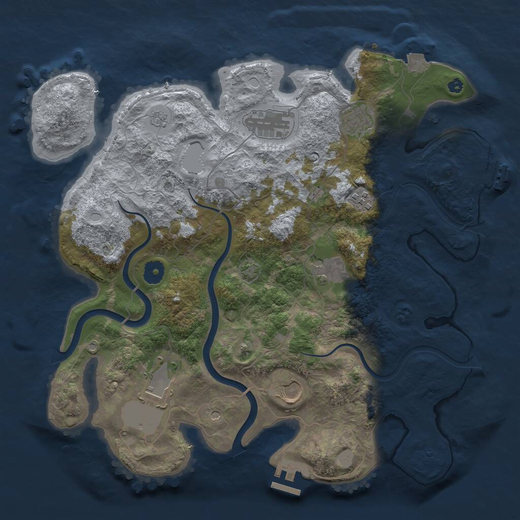 Rust Map: Procedural Map, Size: 3500, Seed: 328467435, 12 Monuments