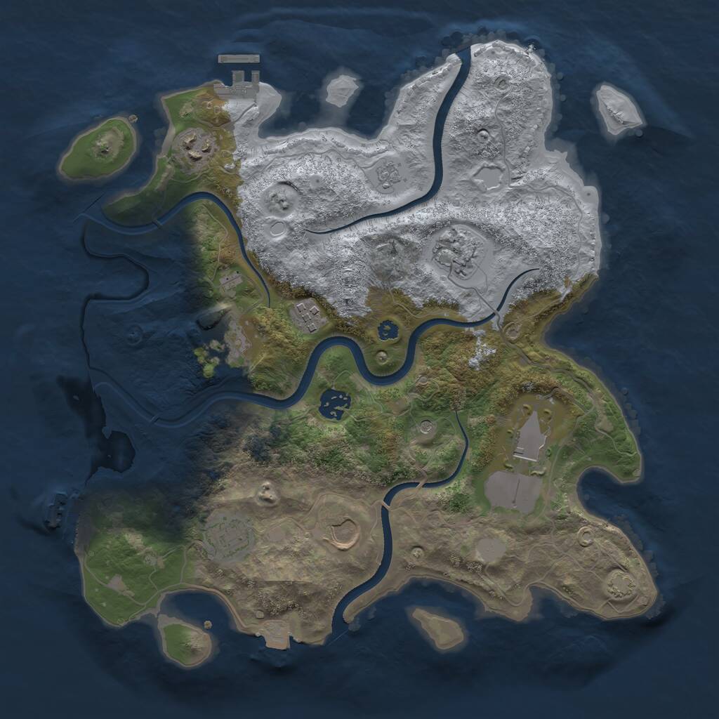 Rust Map: Procedural Map, Size: 3500, Seed: 1847973360, 14 Monuments