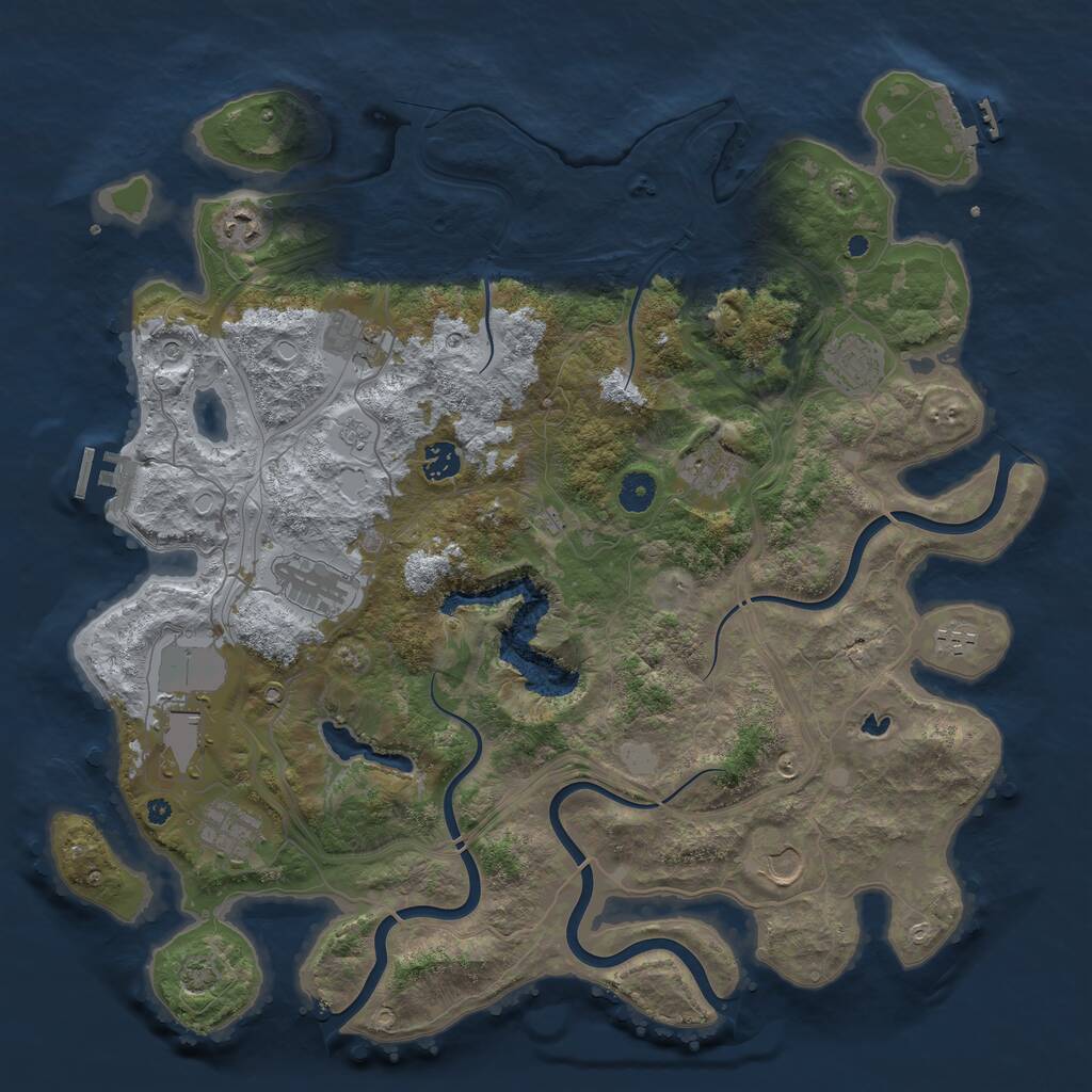Rust Map: Procedural Map, Size: 4250, Seed: 1960903993, 16 Monuments