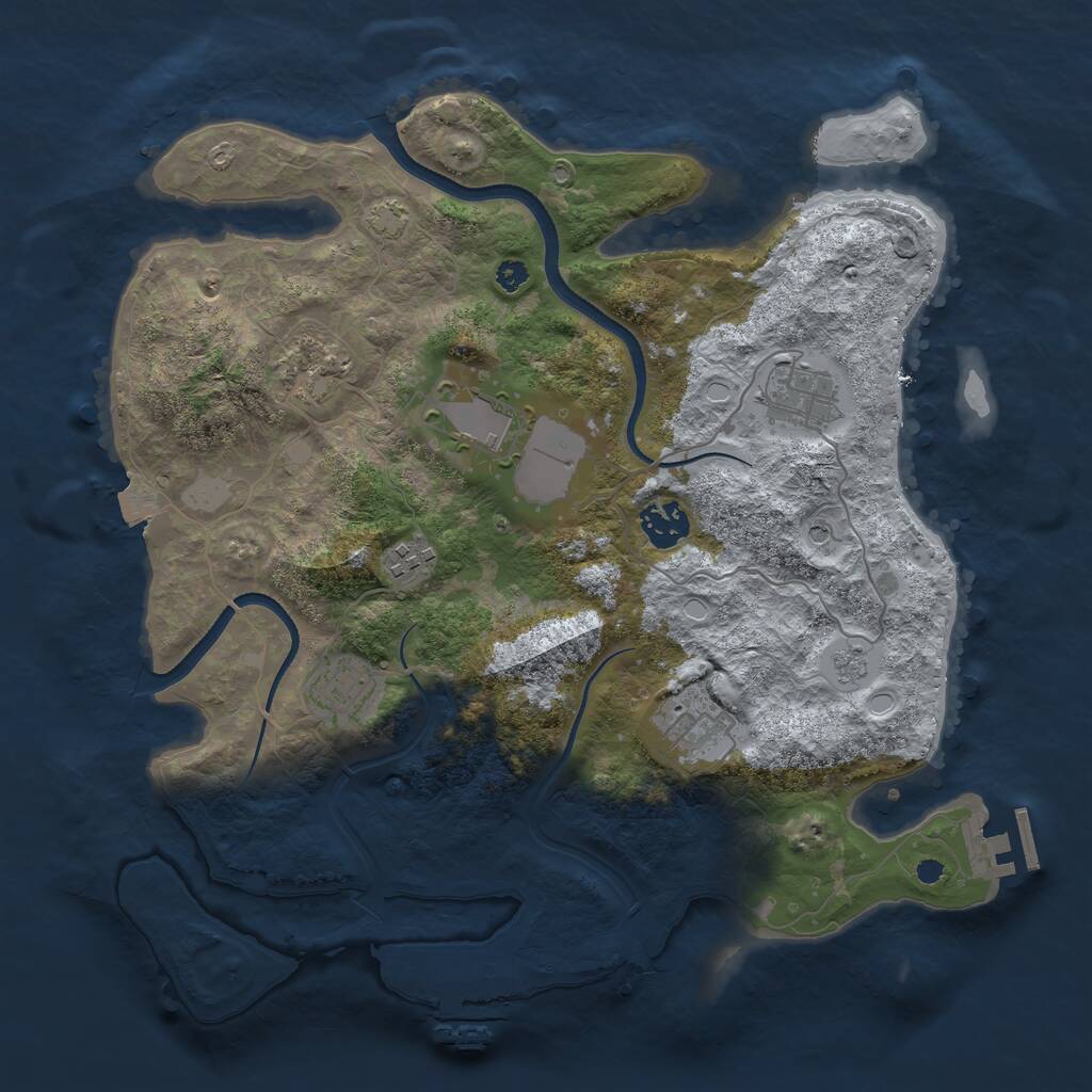 Rust Map: Procedural Map, Size: 3500, Seed: 705696136, 13 Monuments
