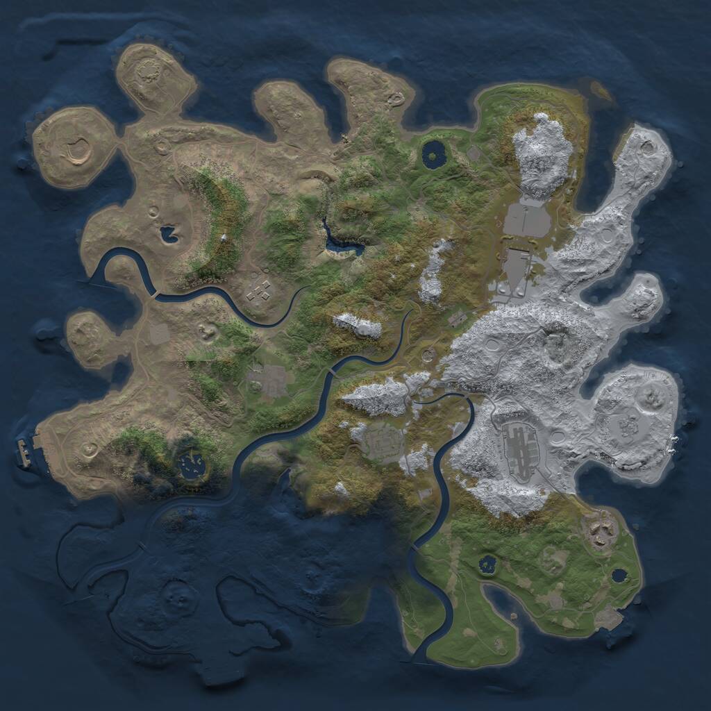 Rust Map: Procedural Map, Size: 4000, Seed: 1070062298, 14 Monuments
