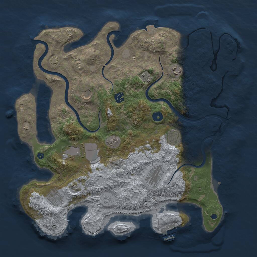 Rust Map: Procedural Map, Size: 3750, Seed: 396018813, 13 Monuments
