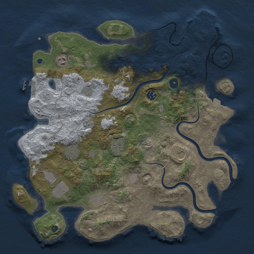 Rust Map: Procedural Map, Size: 3950, Seed: 1960903993, 15 Monuments