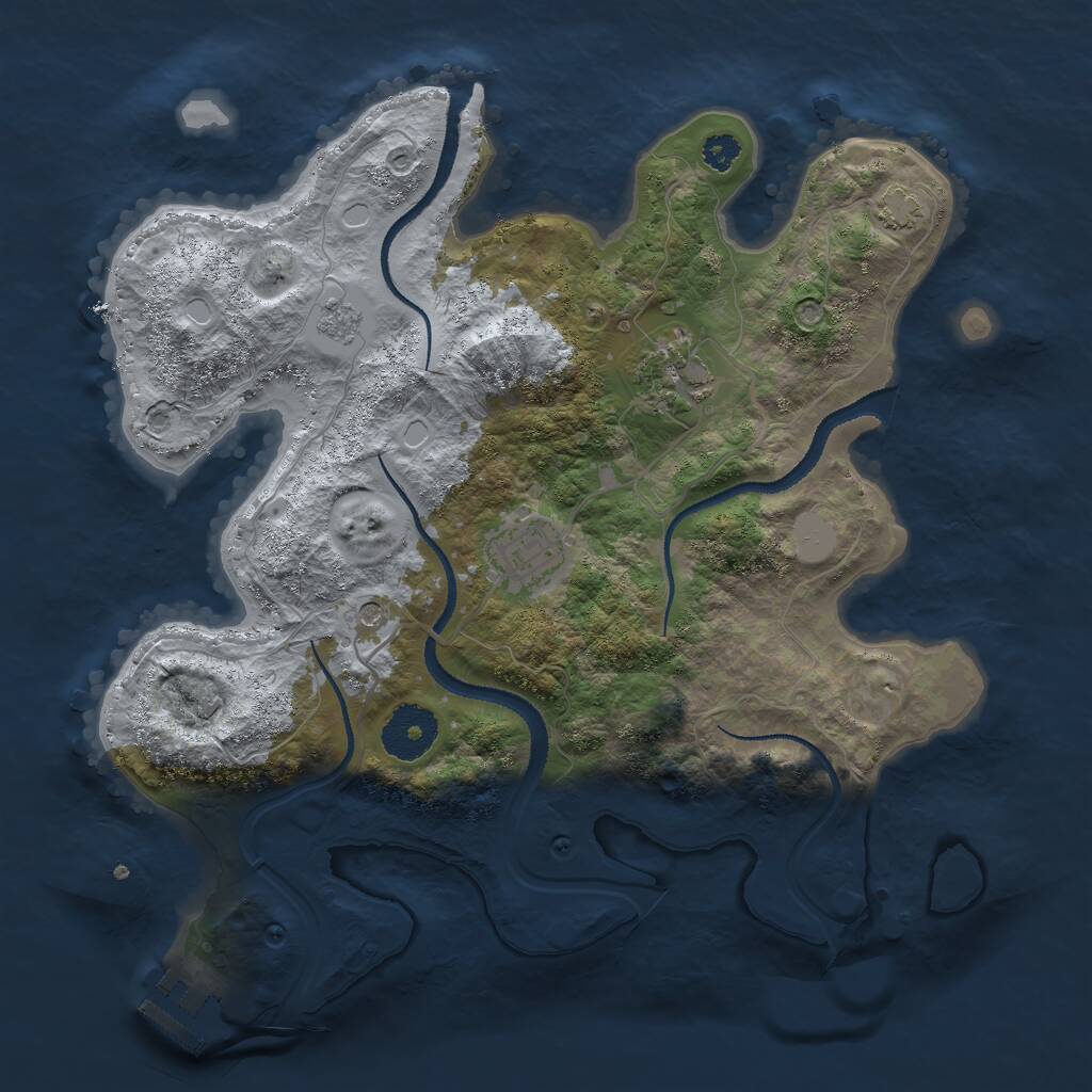 Rust Map: Procedural Map, Size: 3000, Seed: 1956600033, 7 Monuments