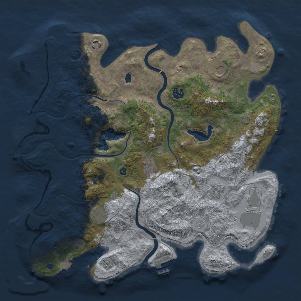 Rust Map: Procedural Map, Size: 4000, Seed: 741226, 14 Monuments
