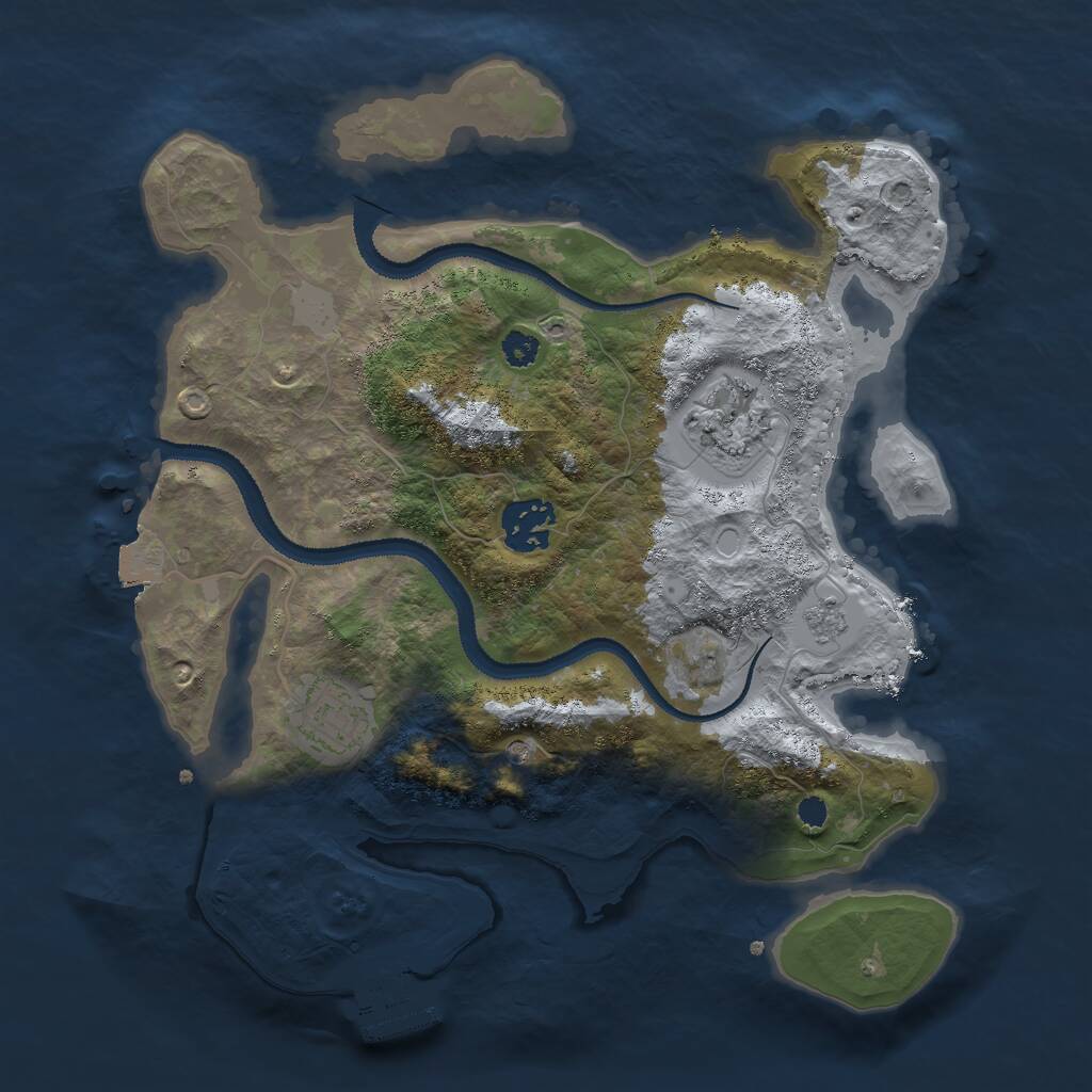 Rust Map: Procedural Map, Size: 3000, Seed: 2734, 7 Monuments