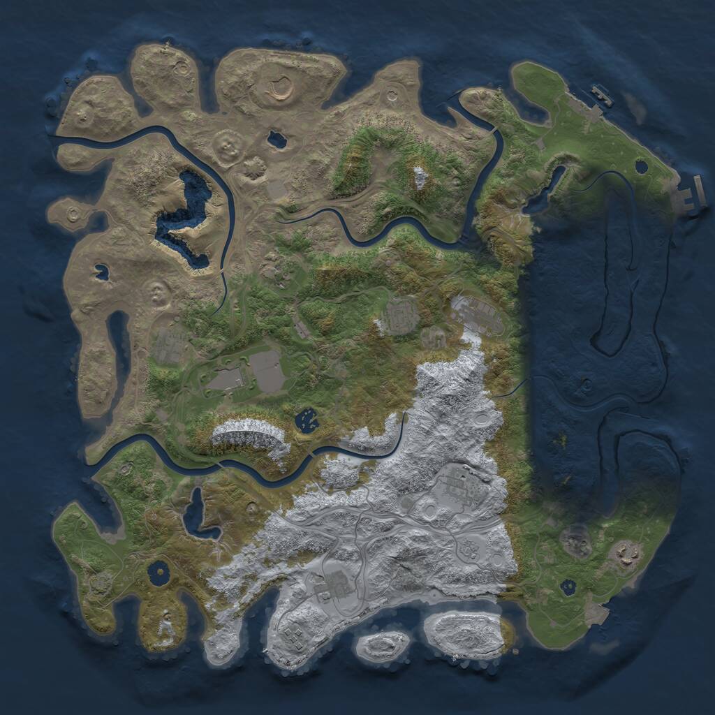 Rust Map: Procedural Map, Size: 4500, Seed: 5748356, 17 Monuments