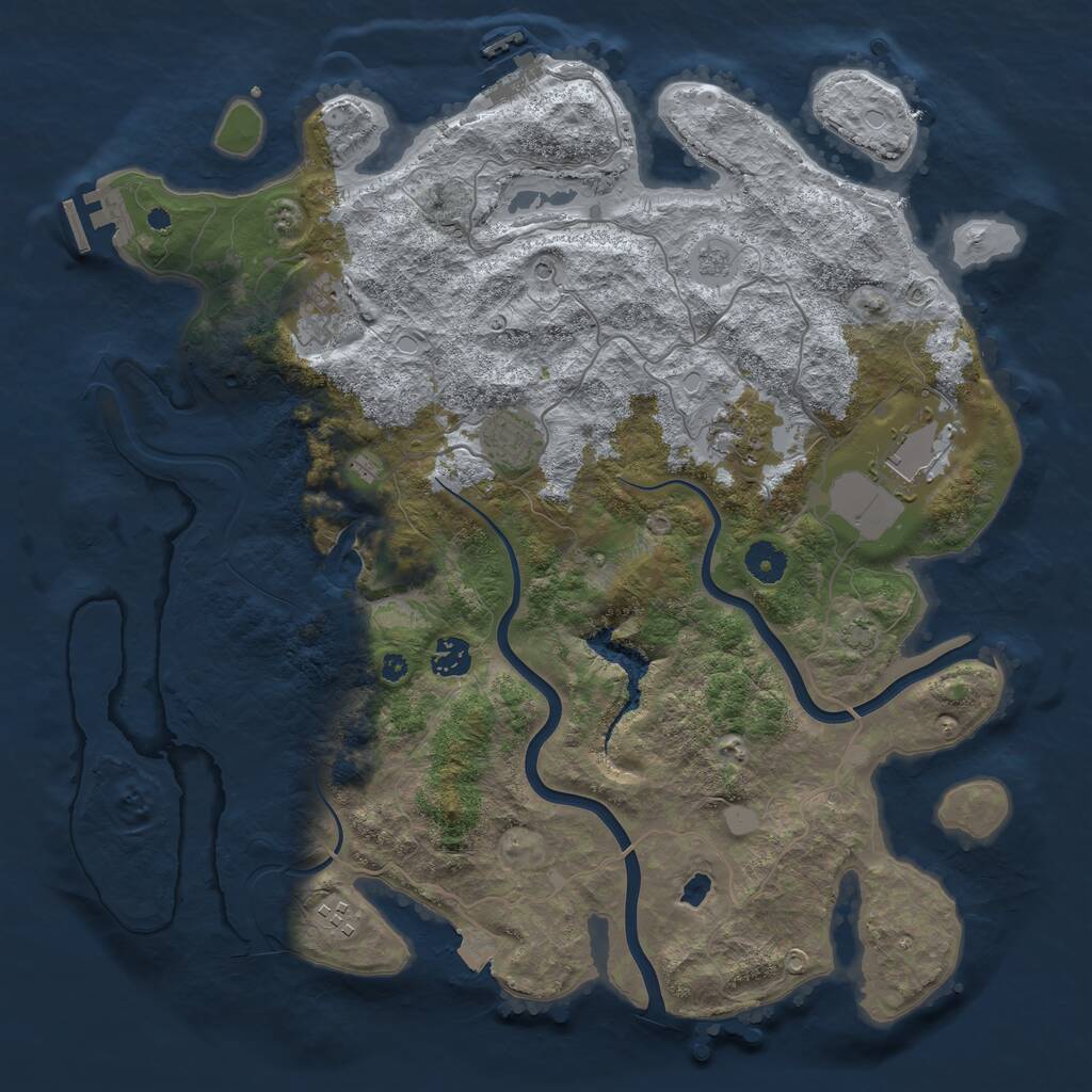 Rust Map: Procedural Map, Size: 4000, Seed: 1101884860, 12 Monuments