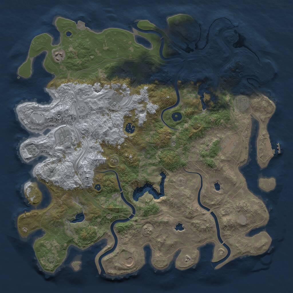 Rust Map: Procedural Map, Size: 4500, Seed: 24710, 14 Monuments